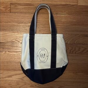 Gap x Doen Two-Tone Canvas Kids Tote in Dark Blue and Cream